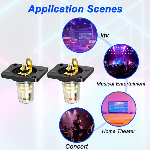 XMSJSIY D-type Speaker Box Terminal Binding Post Panel Mount 4mm Banana Plug Socket Connector for Amplifier Subwoofer