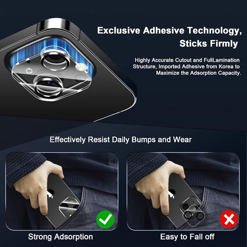 4 Pack Tempered Glass Camera Lens Protector for iPhone 15 6.1" & iPhone 15 Plus 6.7", HD Clear, Anti-Scratch, Strong