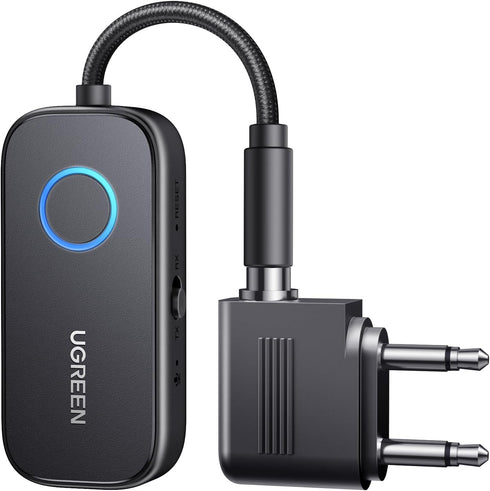 UGREEN Airplane Bluetooth Transmitter Receiver for 2 Airpods, 2-in-1 Wireless Bluetooth Adapter for Flight, TV, Car