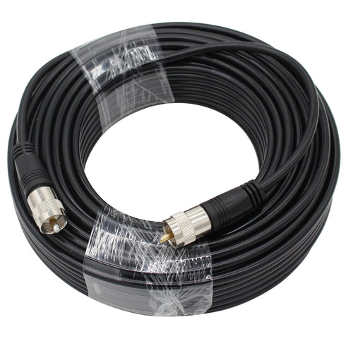 RG8X Coaxial Cable 100ft, CB Coax Cable, UHF PL259 Male to Male Connector for HAM Radio, Antenna Analyzer