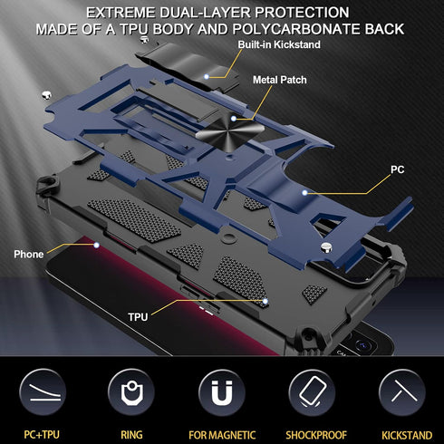 Ailiber Blue Case for T-Mobile REVVL V Plus 5G with Screen Protector, Magnetic Car Mount, Kickstand, Rugged Shockproof