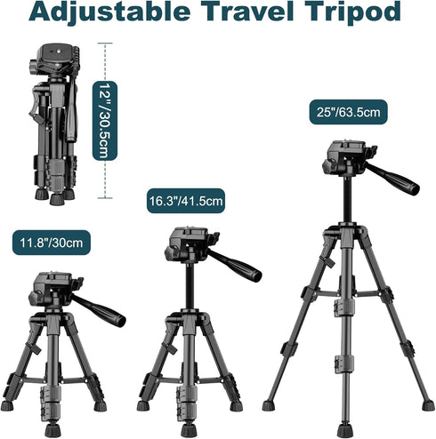 JOILCAN Mini Tripod for Camera, 25-inch Aluminum Tabletop Tripod with Remote and Holder for DSLR, Projectors