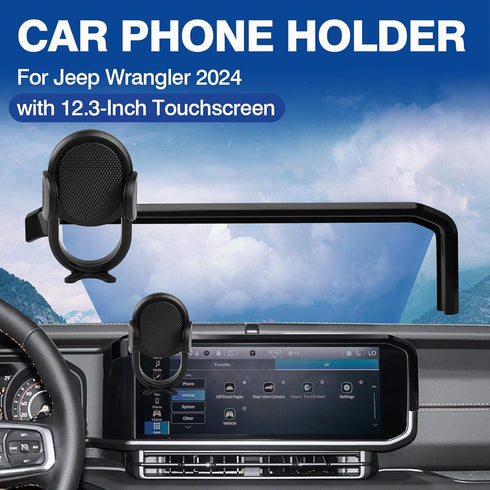 Autorder Car Phone Holder for 2024-2025 Jeep Wrangler JL/Gladiator JT, 12.3-Inch Screen, 360 Degree Rotation