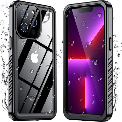 Designed for iPhone 13 Pro Case - Waterproof Full Body Shockproof Phone Cover with Built-in Screen Protector (Black)
