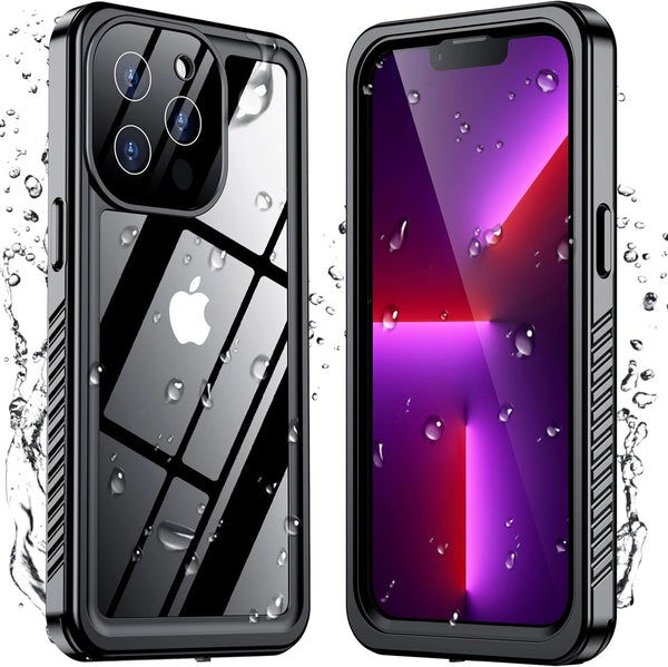 Designed for iPhone 13 Pro Case - Waterproof Full Body Shockproof Phone Cover with Built-in Screen Protector (Black)