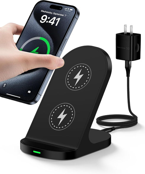 Wireless Charger Stand, Android Cordless QI Charging Pad for Galaxy S24 Ultra, Google Pixel, Apple iPhone 15