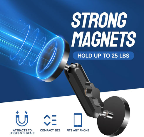 Gym Magnetic Phone Holder, Dual Magnet Phone Mount for Metal Surfaces, 360 Degree Adjustable for Recording Video