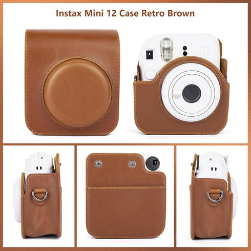 MUZIRI KINOKOO Fuji Mini 12 Case Album Combo, Compatible for Fujifilm Instax Mini 12, PU Leather Carrying Case