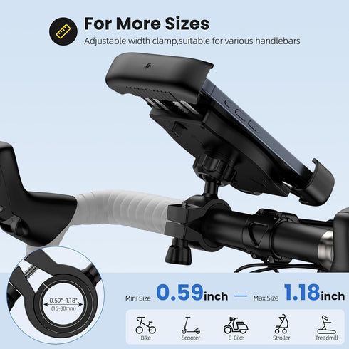 Bike Phone Holder, Motorcycle Phone Mount 360° Rotatable for iPhone 15 Pro Max/Plus, Galaxy S24 Ultra, 4.7"-7.3" Phones