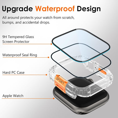 FULLIFE 11/10 46mm Waterproof Cover for Apple Watch Series Case | Rugged Bumper | with Screen Protector | for Men Women