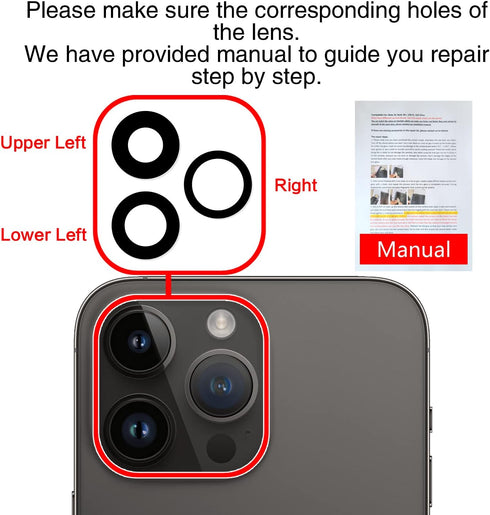 ASDAWN Back Rear Camera Lens Glass Replacement for iPhone 14 Pro Max 6.7 Inches with Pre-Installed Adhesive & Repair