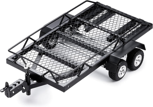 JGGZONE 4 1/24 SCX24 GX470 AXI00001 C10 FCX24 RC Trailer for Hauling Behind Car Heavy Duty Metal Flatbed Trailer