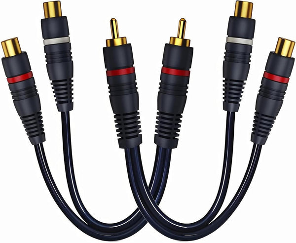 RCA Splitter 1 Male to 2 Female 2 Pack, Y Splitter RCA