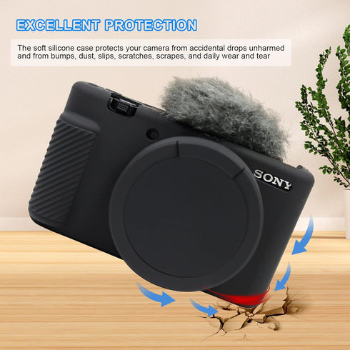 Camera Case for Sony ZV-1 ZV1 Vlog Camera, Soft Silicone Protective Cover with Removable Lens Cover