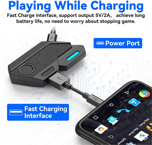 Gaming Keyboard and Mouse Converter, Bluetooth 5.0 Mobile Game Set, Adjustable Fast Charging, Long Battery Life,
