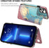 LETO Luxury Flip Folio Leather Wallet Case for iPhone 13 Pro Max, Card Slots Protective Shell (Opal Marble Blue Purple)