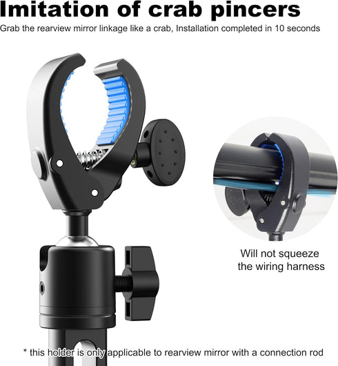 Quyee 4-7 Inch Phone Holder Car, Rear View Mirror Phone Holder - Aluminum Alloy Mount Multi-Angle Adjustment Rotatable