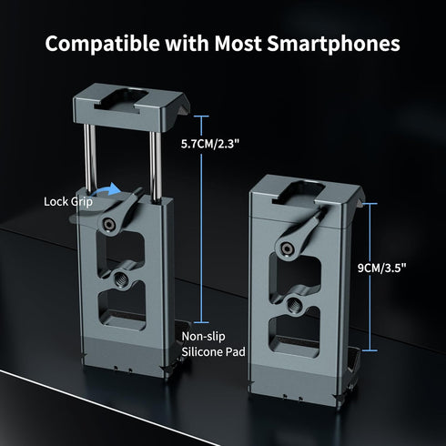CAMOLO GEEK Metal Phone Tripod Mount Arca Port & Action Camera Adapter, Adjustable Smartphone Tripod Adapter Clamp Cell
