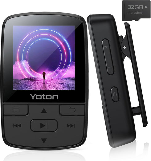 YOTON MP3 Player with Bluetooth 5.2, 32GB Mini HiFi Music Player with Sports Clip, Portable for Kids, FM Radio,
