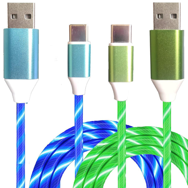 Led USB C Charging Cable 2 Packs 6.6FT Light Up Type C Charging Cord Fast USB C Charger Compatible with Samsung Galaxy