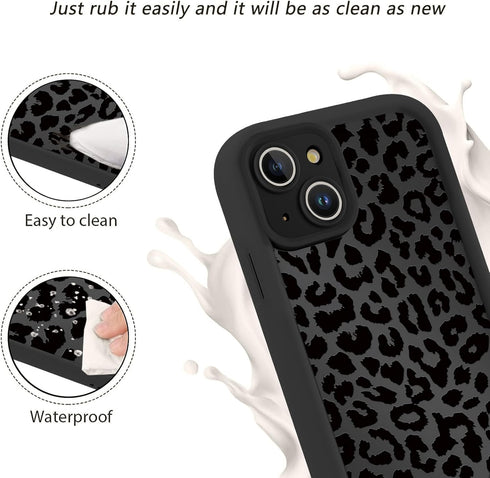lioscre 13 6.1", Cute Cheetah Print Phone Case for iPhone Case Aesthetic Luxury Black Leopard Pattern Design Cover