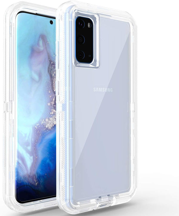 Galaxy S20 Plus Case, Military Drop Tested 3 in 1 Full Body Protective Cover, Heavy Duty Armor Rugged Shockproof (Clear)