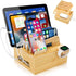 Acshio Bamboo Charging Station for Multi Devices, Small Desktop Docking Stand, Cell Phone