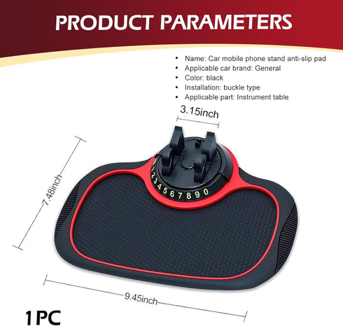 leechio 1 PC Multifunctional Car Anti-Slip Mat, Anti-Slip Rubber Dashboard Storage Pad and Phone Holder, with Temporary
