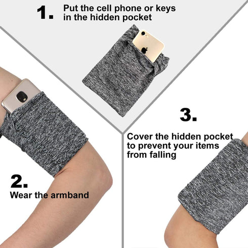 Large Big Armband for Cellphone Jogging Running, Hidden Pocket for iPhone 6S 7 8 X XR XS 11 12 13 14 15 Max Plus Pro