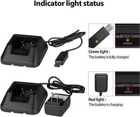 UV-5R BF-F8H Charger More USB Cable Charger with Indicator Light for Two Way Radio UV-5R Series DM-5R by Tenway