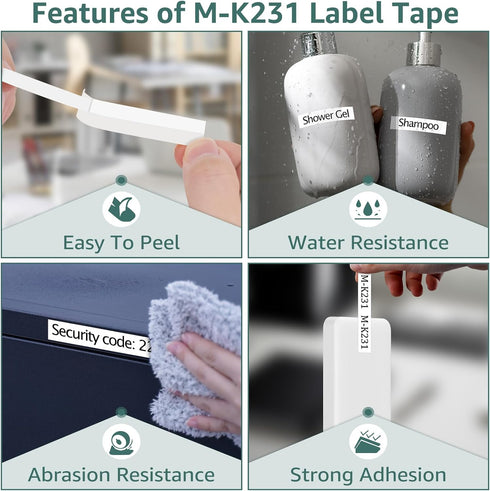 GREENCYCLE 2 Pack Compatible for Brother P Touch M Tape M231, 12mm, Black on White Label Refills