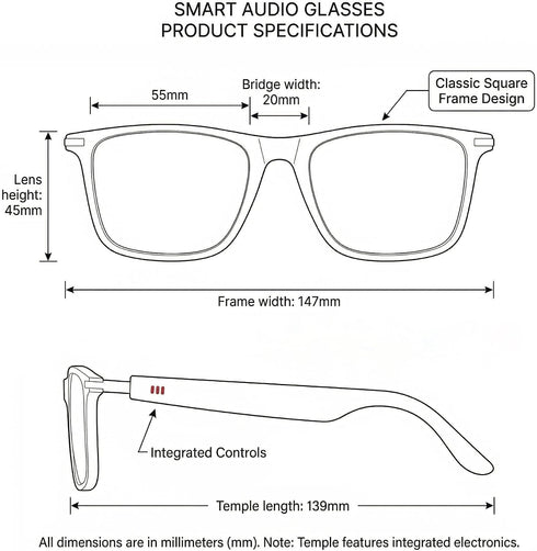 Fecoul 164 Glasses-M01-Black) AI Smart Bluetooth Glasses with Languages Translator with Speaker Photochromic Lenses