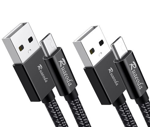 Ruaeoda Long Micro USB Cable - 6ft 2Pack with Gold-Plated PS4 Charger Cable for Android Phones