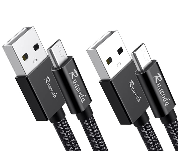 Ruaeoda Long Micro USB Cable - 6ft 2Pack with Gold-Plated PS4 Charger Cable for Android Phones