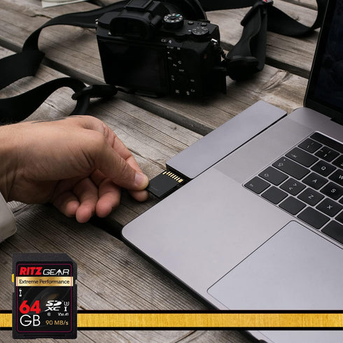 Ritz Gear 64GB High-Speed SDXC UHS-II SD Card, C10, U3, V60, Full-HD & 8K Memory Card for DSLR & Video Cameras