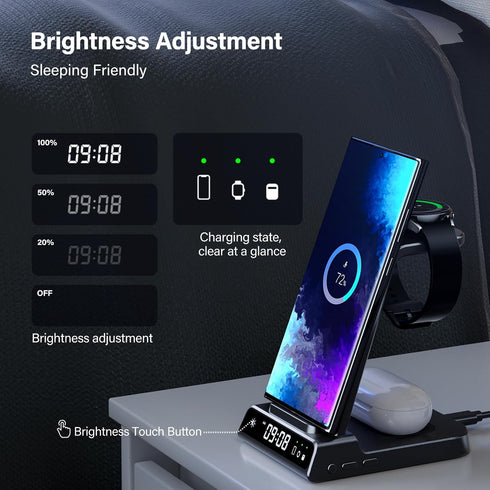 3 in 1 Wireless Charging Station for Samsung Galaxy S24 Ultra/S23 Ultra/S22/S21/Note 20/Z Flip 6/Fold 6, Wireless