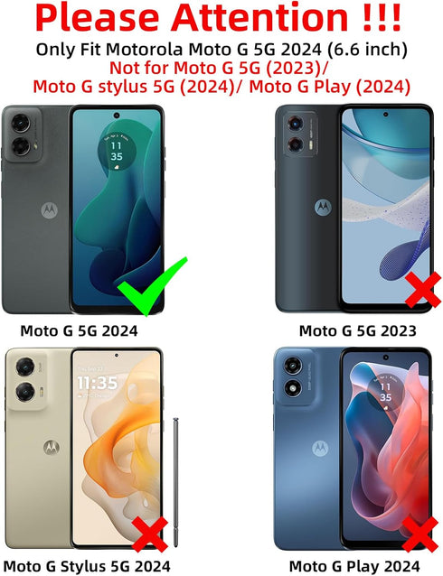 Motorola Moto G 5G 2024 Case (Red) - Military Grade 16ft Drop Tested with HD Screen Protector & Slide Camera Cover