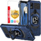 TJS Compatible for Cricket Icon 5 Case, AT&T Motivate 4 Case with Tempered Glass Screen Protector & Metal Ring Magnetic