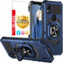 TJS Compatible for Cricket Icon 5 Case, AT&T Motivate 4 Case with Tempered Glass Screen Protector & Metal Ring Magnetic