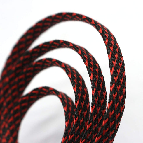 30ft PET Expandable Sleeving Wire Cable Sleeve, 1/6", Red & Black