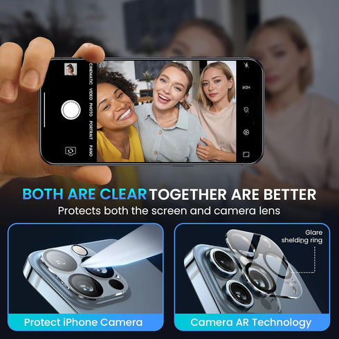 Fotbor iPhone 12 Pro Max Screen Protector & Camera Lens Protector, 3+3 Pack, HD Clear, Tempered Glass, Easy Install,