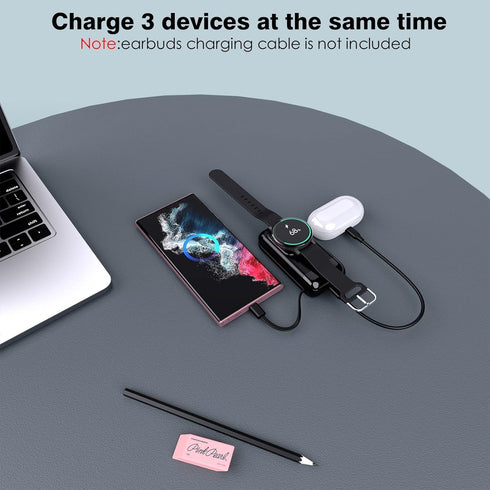 leChivée Portable Watch Charger for Samsung Watch, 6000 mAh Watch and Phone Charger for Galaxy Devices