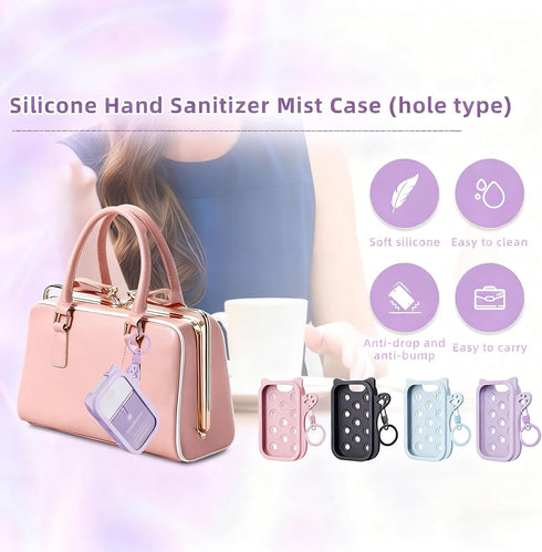 TARSHYRY 1 OZ/30 mL (4pcs Set) Silicone Hand Sanitizer Spray Case with Keychain, Cute Protective Holder Cover