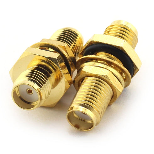 E-outstanding 2 x SMA/SMA Type Adapter, Waterproof Bulkhead Panel Mount RF Coaxial Antennas Connector, SMA-Female