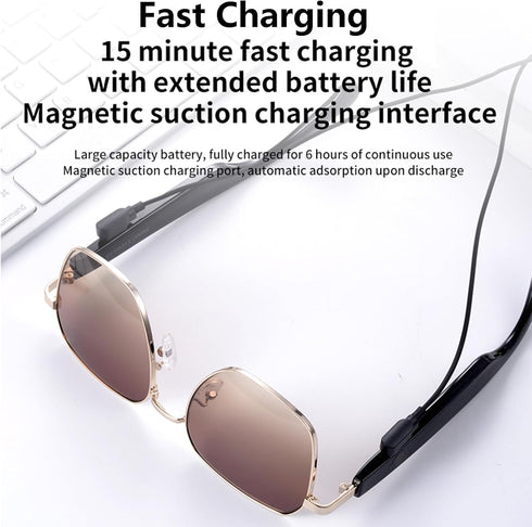 Smart Glasses for Men and Women, Bluetooth Sunglasses with Mic & Speakers, Fast Charge Audio Sunglasses, Voice Assistant