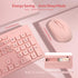 Rii Wireless Keyboard and Mouse Combo, Standard Office PC Keyboard with Optical Wireless Mice in Pink