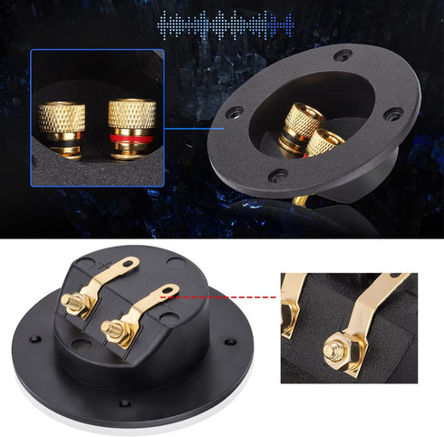 Facmogu 2PCS 3 Inch Round Speaker Box Terminal Cup - 2-Way Binding Post, Power Speaker Plates for DIY Kits