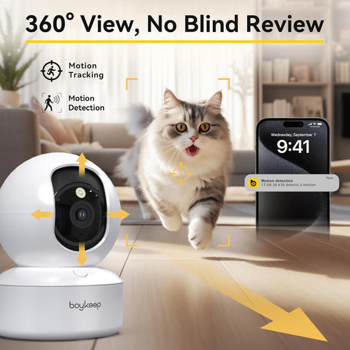 2K Pet Camera Indoor Security, 5G/2.4GHz WiFi, 360 Pan & Tilt, Night Vision, SD Card & Cloud Storage