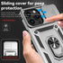 Hitaoyou Compatible with iPhone 15 Pro Max Case, Military Grade Shockproof Case with Camera Cover & Kickstand (Silver)