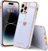 Teageo Cute Love Heart Luxury Plating Case for iPhone 14 Pro, Soft Bling Back Cover with Raised Camera Protection